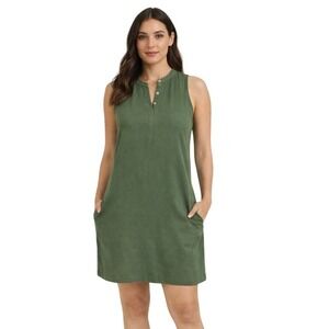 J.Crew Women's Olive Green Mini Dress PXS Sleeveless Viscose Chino Style Pocket